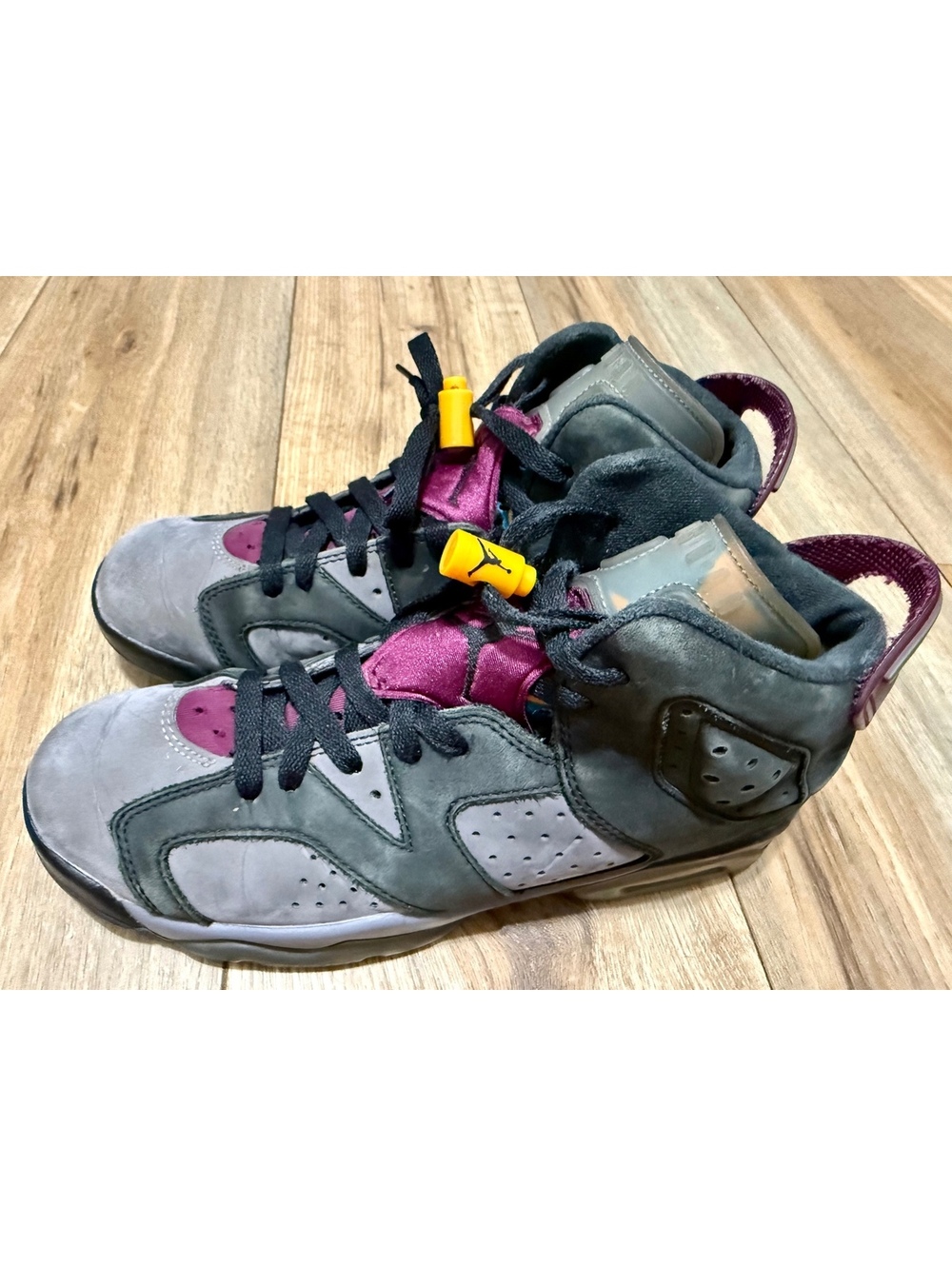 Nike Air Jordan 6 Retro GS Bordeaux 384665-063  Youth Size 4.5Y Black Grey EUC
